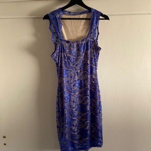 Blue lace mini dress